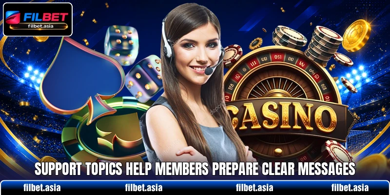 Support topics help members prepare clear messages Support topics help members prepare clear messages